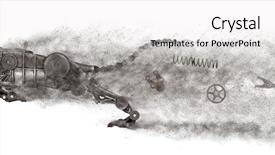 Presentation with steampunk - Presentation design consisting of animal puma - steampunk predator old auto spare background and a white colored foreground