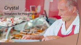  Presentation with butcher - Cool new presentation design with animal selection - butcher cutting meat backdrop and a coral colored foreground