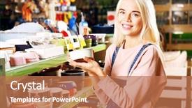  Presentation with young woman diagnosis of sti - Theme with animal selection - pretty young woman selecting bowl background and a coral colored foreground
