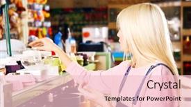  Presentation with tibetan singing bowl - Slides having animal selection - pretty young woman selecting bowl background and a lemonade colored foreground