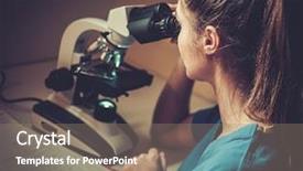  Presentation with animal testing - PPT theme enhanced with animal testing - confident veterinarian examining the test background and a gray colored foreground