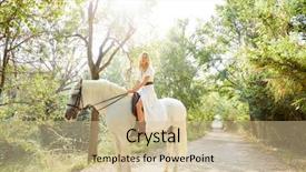  Presentation with horse riding - Presentation theme having animal tracks - blond girl woman riding background and a  colored foreground