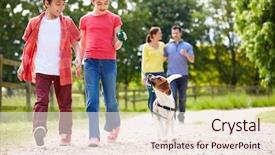  Presentation with doctor taking care of family - Slides with animal tracks - hispanic family taking dog background and a sky blue colored foreground