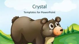  Presentation with brown bear - PPT theme with blank sketchbook on the blue crystal background and seashells top view mock-up template for design background and a teal colored foreground