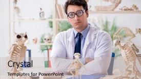  Presentation with funny animal - PPT layouts featuring animals evolution - funny crazy professor studying animal background and a soft green colored foreground