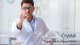  Presentation with funny animal - Slide set enhanced with animals evolution - funny crazy student doctor studying background and a light blue colored foreground