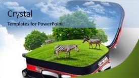  Presentation with animals nature - Presentation with animals forest - red suitcase with green nature background and a light blue colored foreground