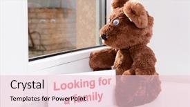  Presentation with toy - Slide set featuring animals need - toy-bear looking out window close-up background and a lemonade colored foreground