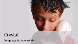  Presentation with white rat - PPT theme having animals rats - boy in a red t-shirt background and a light gray colored foreground