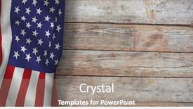  Presentation with american flag - Slide deck having animated - american flag against full frame background and a gray colored foreground