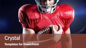  Presentation with football blue - Colorful slide set enhanced with animated - american football player holding rugby backdrop and a tawny brown colored foreground