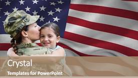  Presentation with daughter - Cool new theme with animated - army woman embracing her daughter backdrop and a coral colored foreground