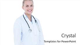  Presentation with white pigeon against the blue - Cool new presentation theme with animated - blond female doctor against white backdrop and a white colored foreground