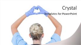  Presentation with animated - Beautiful slide set featuring animated - blond female doctor doing backdrop and a white colored foreground