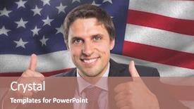  Presentation with american flag - Audience pleasing presentation design consisting of animated - business man with thumb up backdrop and a coral colored foreground