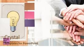  Presentation with team hands - Slide set consisting of animated - business team putting hands together background and a lemonade colored foreground