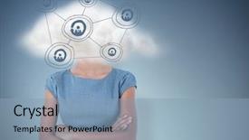  Presentation with doodle - Beautiful slides featuring animated - business woman arms folded backdrop and a light blue colored foreground