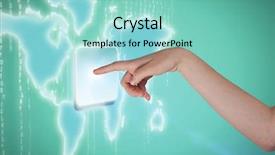  Presentation with green - Amazing PPT theme having animated - close-up of cropped hand pointing backdrop and a mint green colored foreground