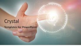  Presentation with blue eyes technology close up - Presentation design enhanced with animated - close-up of cropped hand background and a lemonade colored foreground