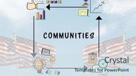  Presentation with composite - Slide set featuring animated - composite image of communities graph background and a sky blue colored foreground