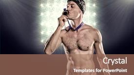  Presentation with swimmer - Amazing PPT theme having animated - composite image of swimmer kissing backdrop and a coral colored foreground