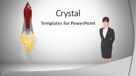  Presentation with rocket launch - Audience pleasing theme consisting of animated - digital composite image of businesswoman backdrop and a white colored foreground