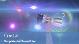  Presentation with blue lights - Slide deck with animated - digital composite of business hand background and a teal colored foreground