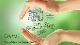  Presentation with animated nature - Presentation featuring animated - female hands with drawings background and a seafoam green colored foreground