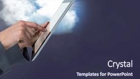  Presentation with using digital tablet - Beautiful PPT theme featuring animated - hand of businessman using digital backdrop and a tawny brown colored foreground