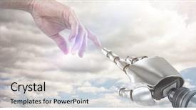  Presentation with touch screen - Audience pleasing PPT layouts consisting of animated - hand of man pretending backdrop and a light gray colored foreground