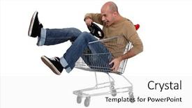 Presentation with shopping trolley - Amazing presentation theme having animated - man in a shopping trolley backdrop and a white colored foreground