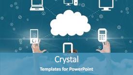  Presentation with application - Slides enhanced with animated - man touching digitally generated application background and a teal colored foreground