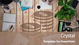  Presentation with wood panel - Beautiful theme featuring animated - overhead of hands writing backdrop and a coral colored foreground