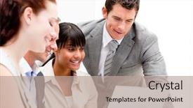  Presentation with animated - Beautiful presentation featuring animated - portrait of a concentrated businesswoman backdrop and a coral colored foreground