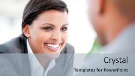  Presentation with animated - Presentation theme consisting of animated - portrait of a smiling businesswoman background and a light blue colored foreground