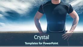  Presentation with professional tennis player athlete man - Cool new slide deck with animated - portrait of athletic man chest backdrop and a ocean colored foreground