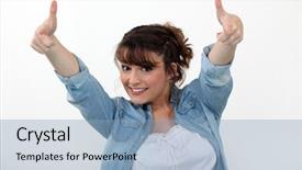  Presentation with animated - Slide set featuring animated - portrait of buoyant girl background and a light blue colored foreground