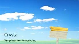  Presentation with animated - PPT theme consisting of animated - road sign in green grass background and a cool aqua colored foreground