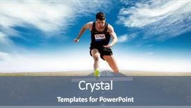  Presentation with street - Colorful PPT theme enhanced with animated - sportsman practising hurdles against view backdrop and a ocean colored foreground