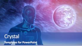  Presentation with blue night - Colorful slide set enhanced with animated - technology interface against aurora night backdrop and a ocean colored foreground