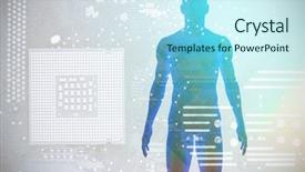  Presentation with chip - Amazing presentation theme having animated - view of a blue character backdrop and a sky blue colored foreground