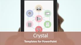  Presentation with business technology concepts digital lifestyle - Beautiful slides featuring animated - woman holding digital tablet backdrop and a coral colored foreground