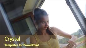  Presentation with window frame - PPT theme with animated - woman painting wall background and a tawny brown colored foreground