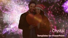  Presentation with heart shape from natural tree - Beautiful slide deck featuring animated - young couple holding heart shape backdrop and a wine colored foreground