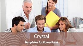  Presentation with people - Colorful slide deck enhanced with animated - young people and their manager backdrop and a coral colored foreground