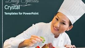  Presentation with food mask kitchen - Slides having animated abstract - daily specials message against smiling background and a ocean colored foreground