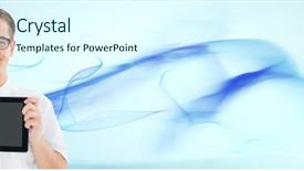  Presentation with abstract animated - Slide deck consisting of animated abstract - digital composite of man holding background and a cool aqua colored foreground