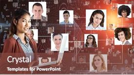  Presentation with abstract animated - Colorful presentation enhanced with animated abstract - digital composite of smiling businesswoman backdrop and a tawny brown colored foreground