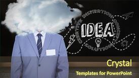  Presentation with blackboard - Slides enhanced with animated airplane - businessman with badge against blackboard background and a tawny brown colored foreground