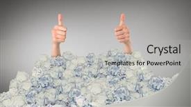 Presentation with animated - Audience pleasing slides consisting of animated ball - businesswomans hands showing thumbs up backdrop and a light gray colored foreground